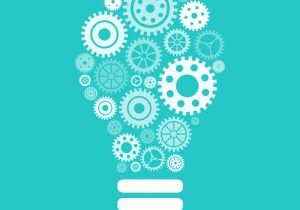 Light bulb of gears and cogs. Vector illustration